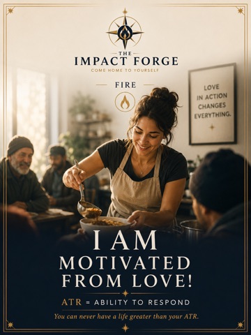 Impact Forge Fire identity card showing love expressed through service