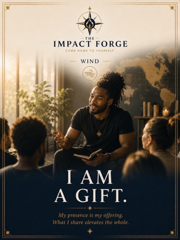 Impact Forge Wind identity card showing a person offering insight in community