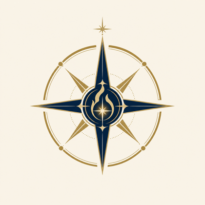 Impact Forge compass and human flame emblem